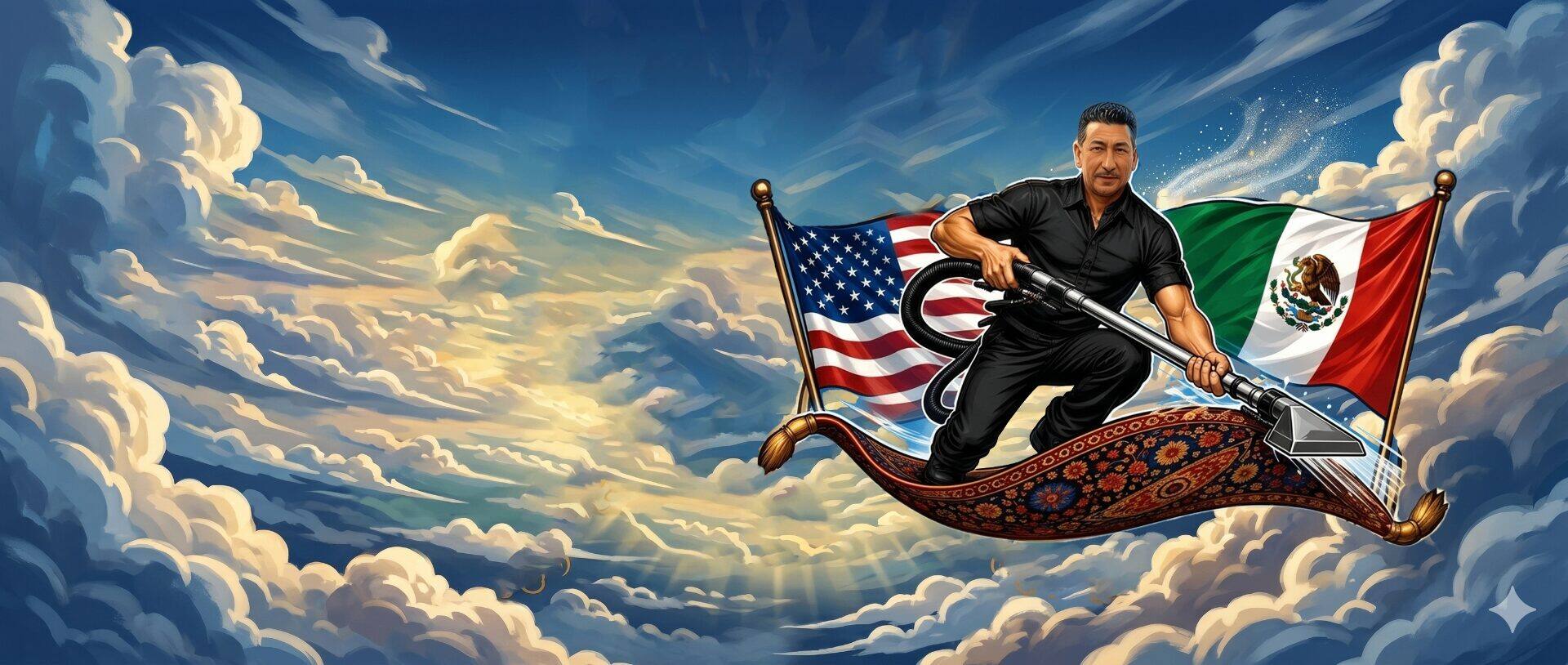 Flying Carpet Man brand illustration